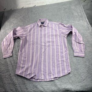 Polo Golf Ralph Lauren Westerton Long Sleeve Purple and White Stripe Mens Large